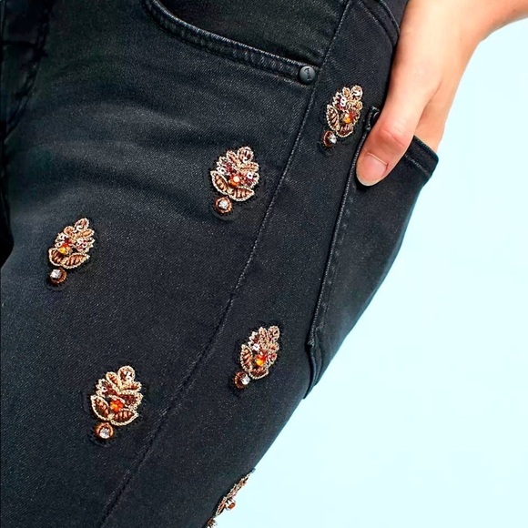 Anthropologie Pilcro Script High-Rise Embellished Skinny Jeans size 27 - Picture 3 of 12